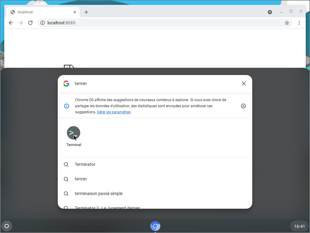 ChromeOs après redémarrage