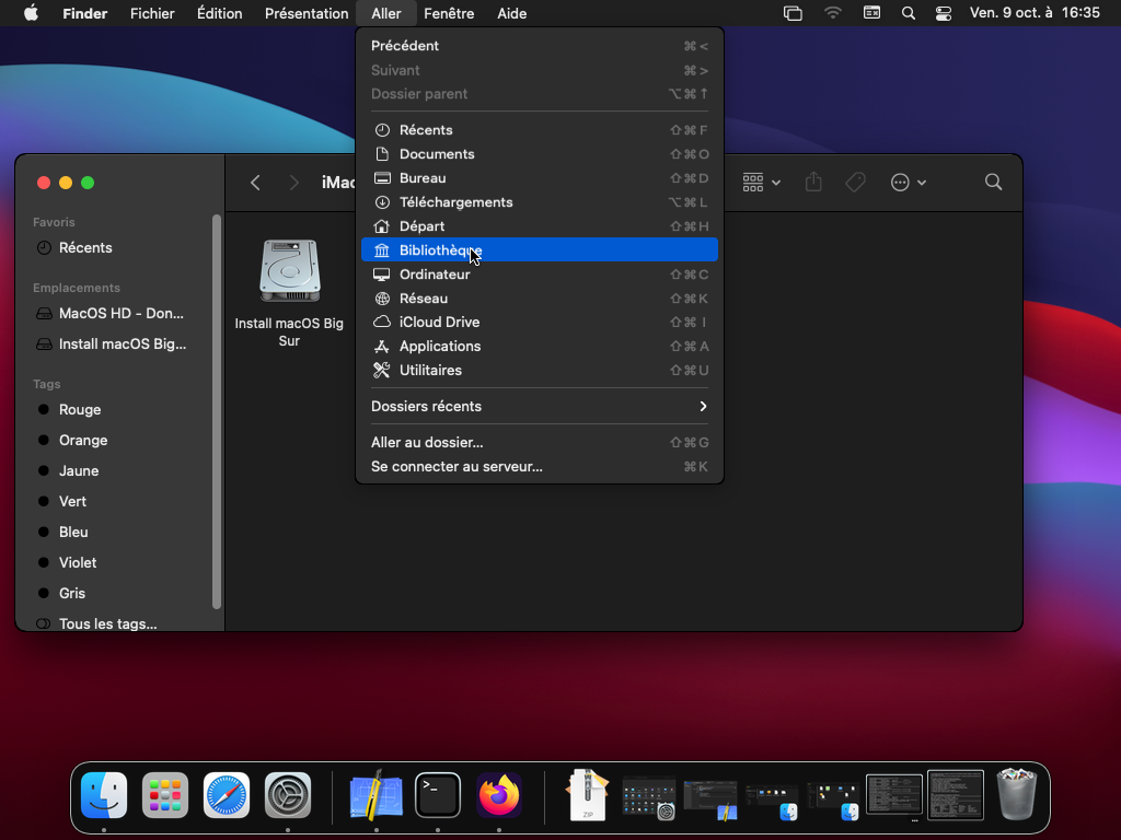 Finder avec Bibliothèque