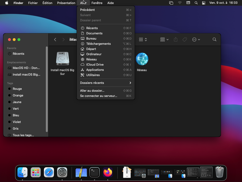 Finder menu Aller