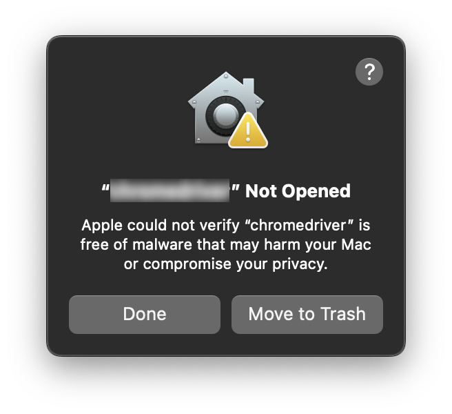 Gatekeeper warning