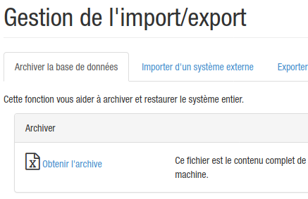 Obtenir l'archive