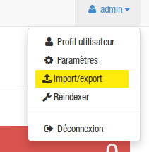 Menu Import/Export
