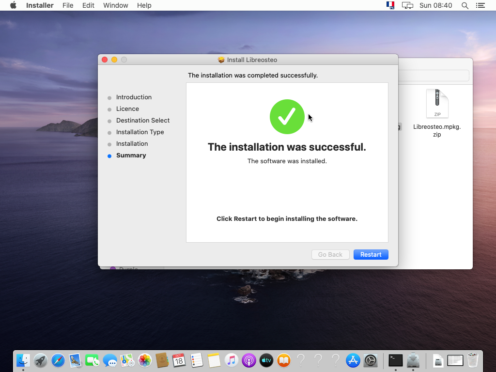 Fin de l'instlation