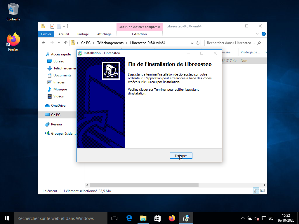 Fin de l'instlation