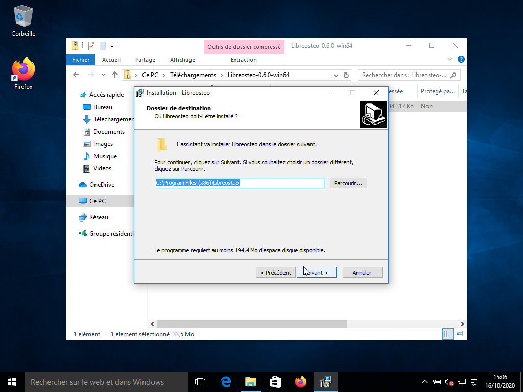 Confirmer l'emplacement de l'installation
